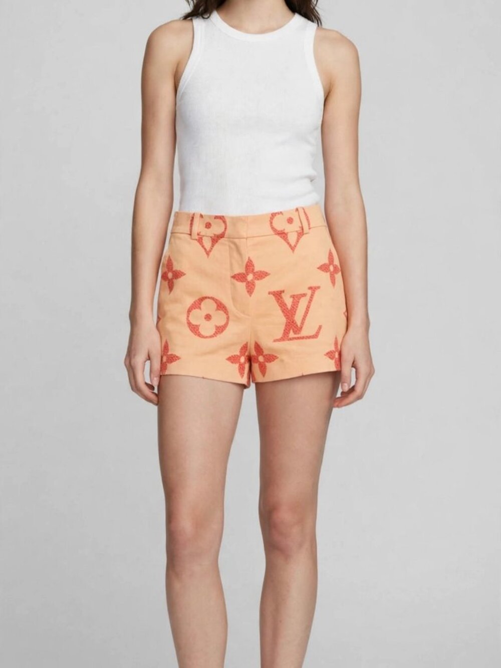 Louis Vuitton Peach Monogram High Waist Shorts XS